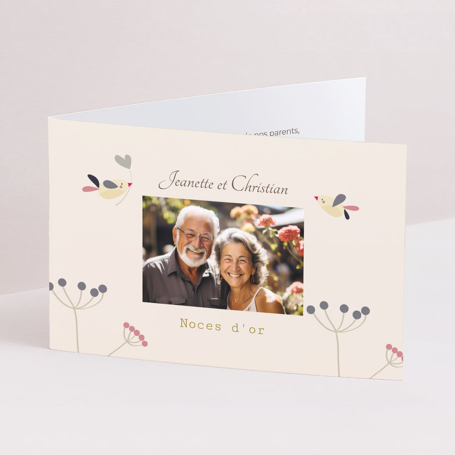 Invitations Anniversaire de mariage Double volet paysage L'envolée amoureuse photo
