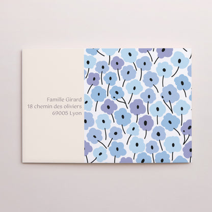 Invitations Communion Double volet paysage Fleurs bleues photo N° 3