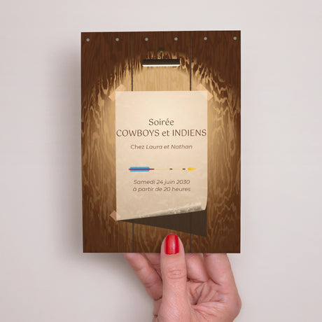 Invitations Anniversaire Adulte Portrait CowBoy et Indiens