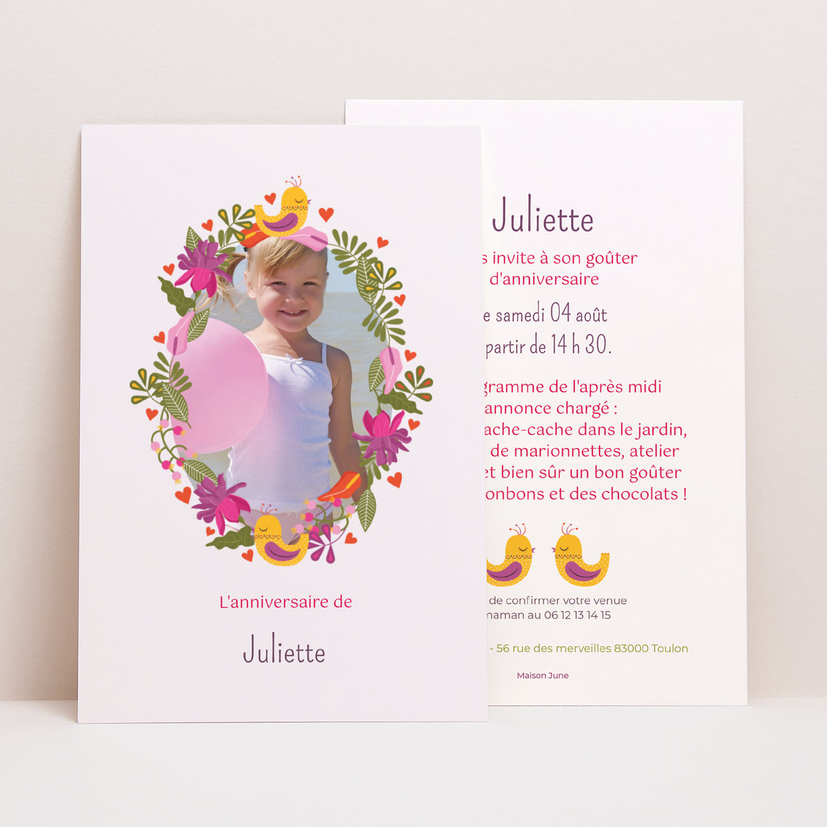 Invitations Anniversaire Enfant Portrait Portrait fleuri photo