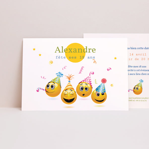 Invitations Anniversaire Adulte Paysage Smileys photo