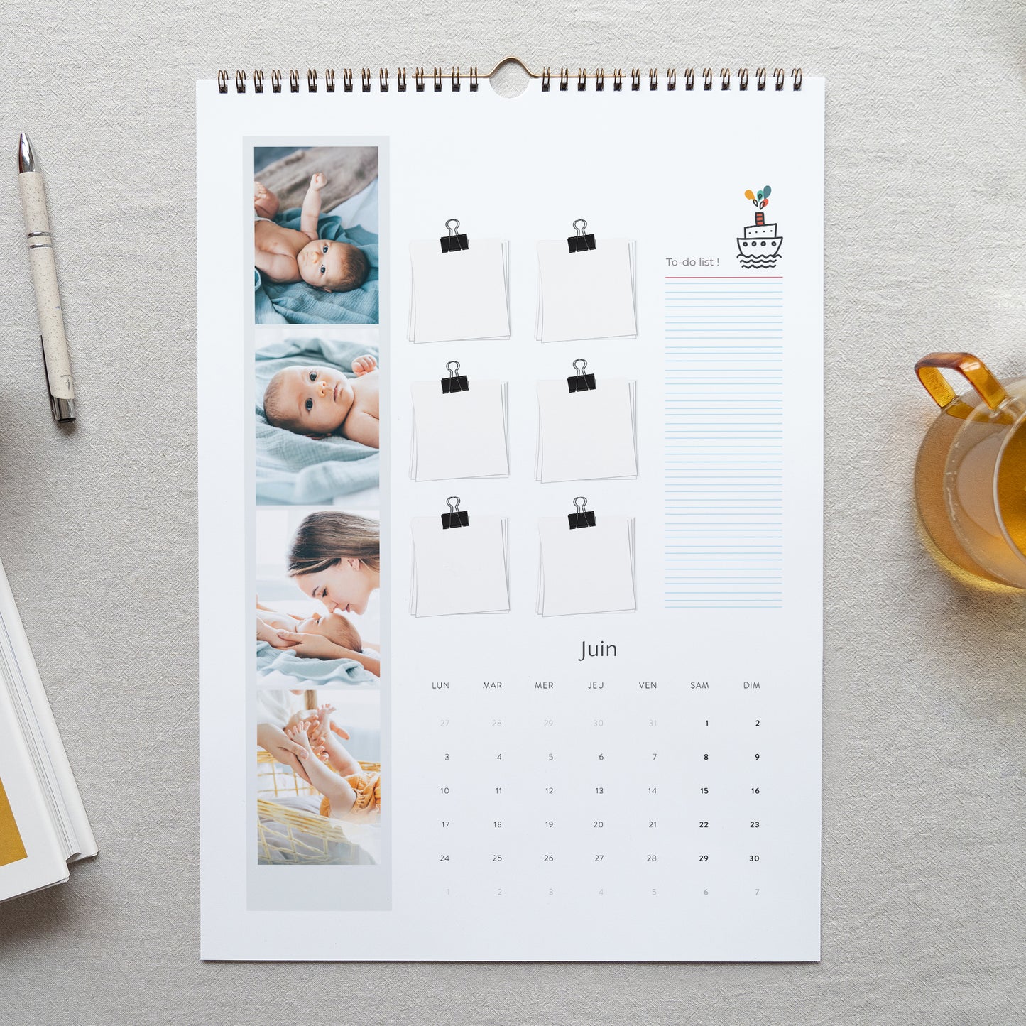Calendrier Fin d'année Mural A3 Garçon photo N° 2