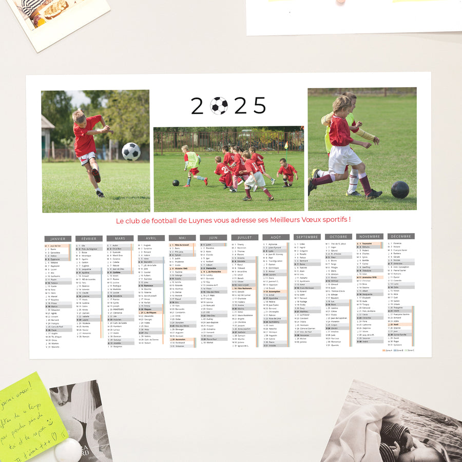 Calendrier Fin d'année Magnétique, monopage paysage Football photo