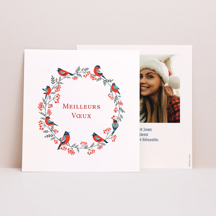 Carte de voeux Fin d'année Carré Couronne de Noël II photo