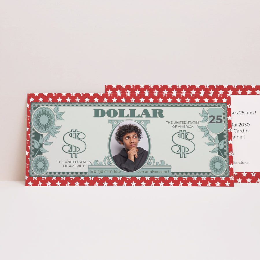 Invitations Anniversaire Adulte Panoramique paysage Dollar américain photo