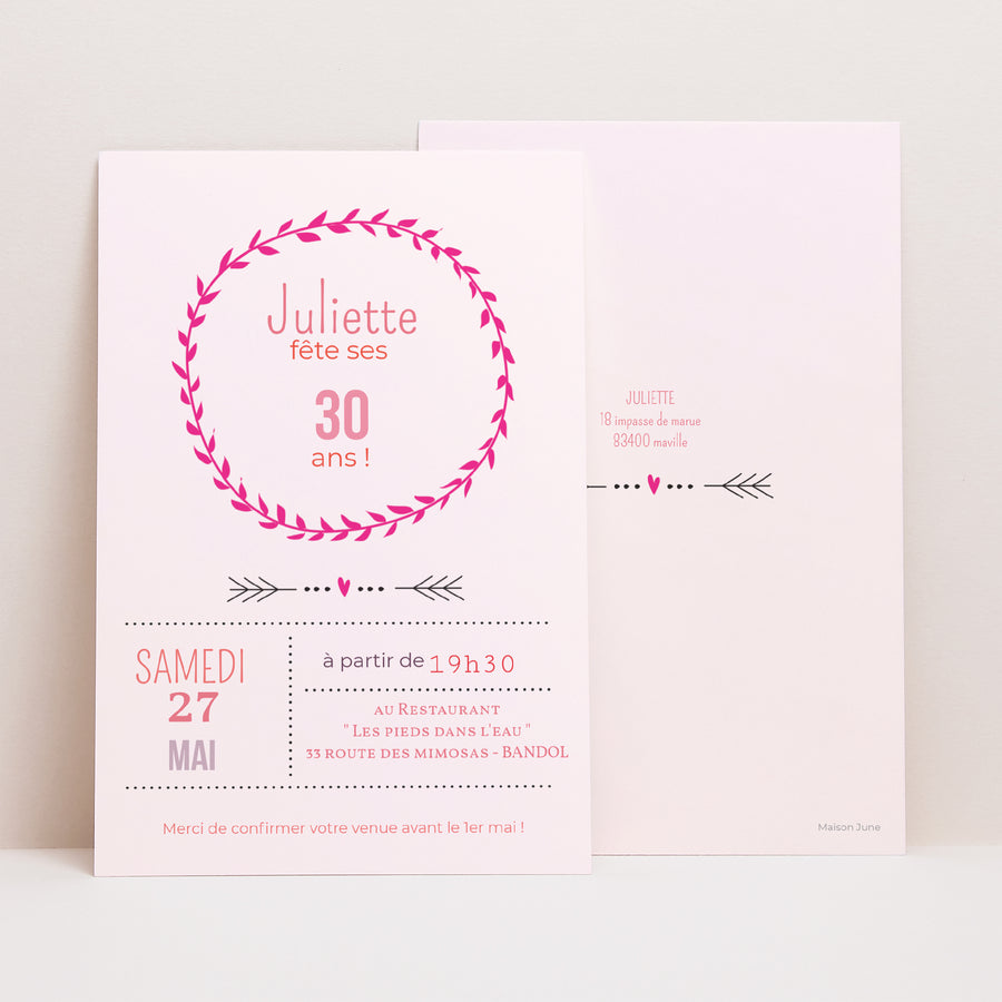 Invitations Anniversaire Adulte Portrait Date poudrée photo