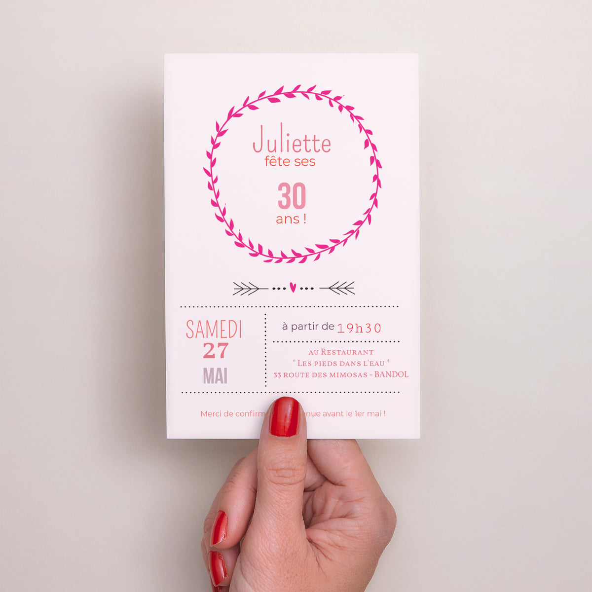 Invitations Anniversaire Adulte Portrait Date poudrée photo N° 2