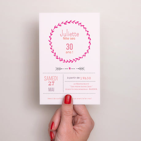 Invitations Anniversaire Adulte Portrait Date poudrée