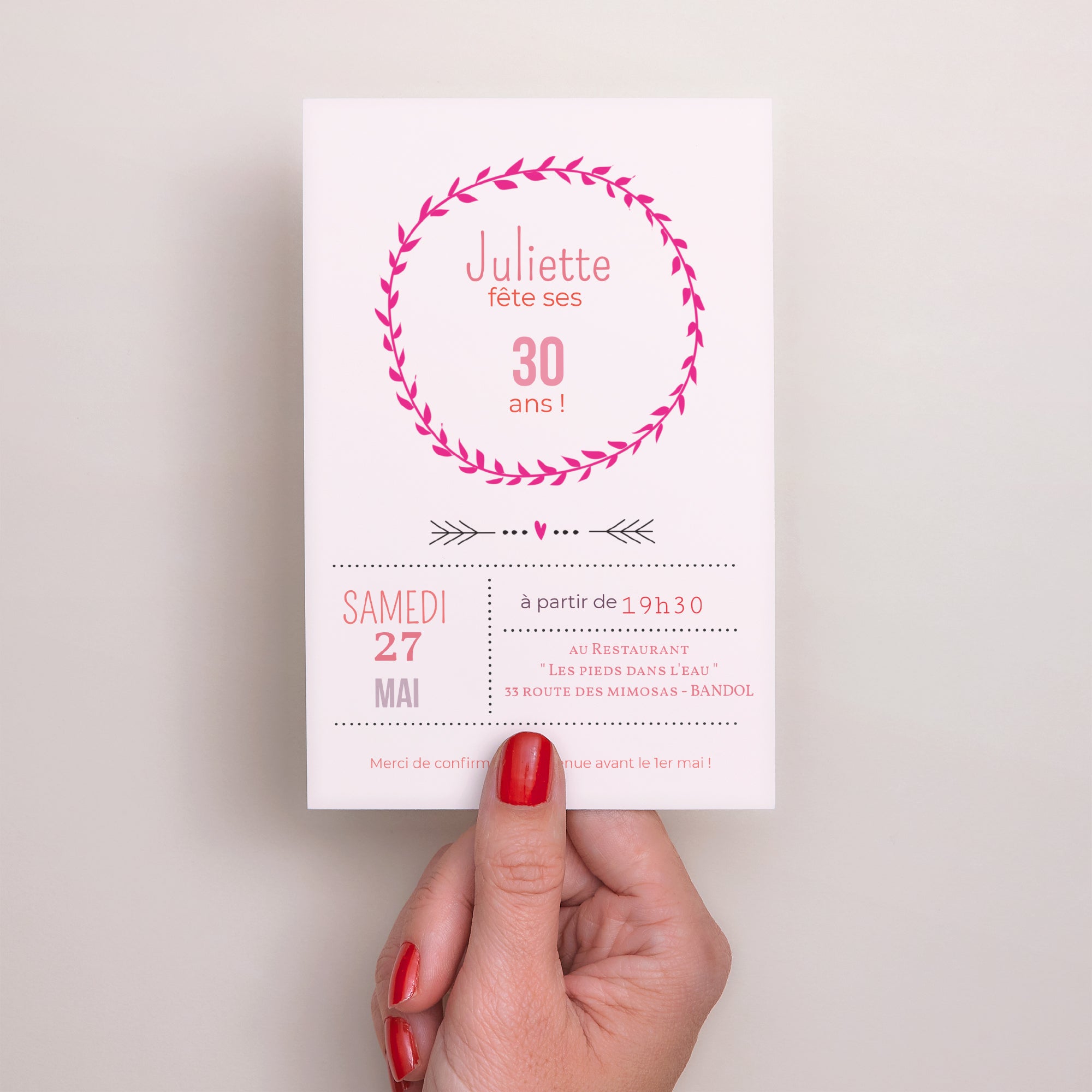 Invitations Anniversaire Adulte Portrait Date poudrée photo N° 2