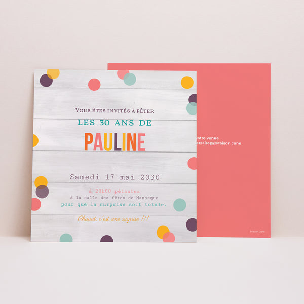 Invitations Anniversaire Adulte Carré Confettis photo