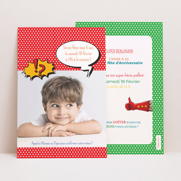 Invitations Anniversaire Enfant Portrait Super fête photo