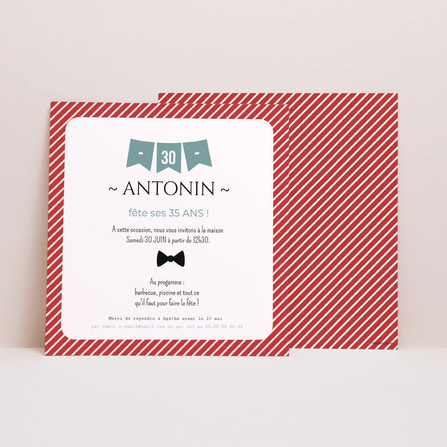 Invitations Anniversaire Adulte Carré Fanions photo