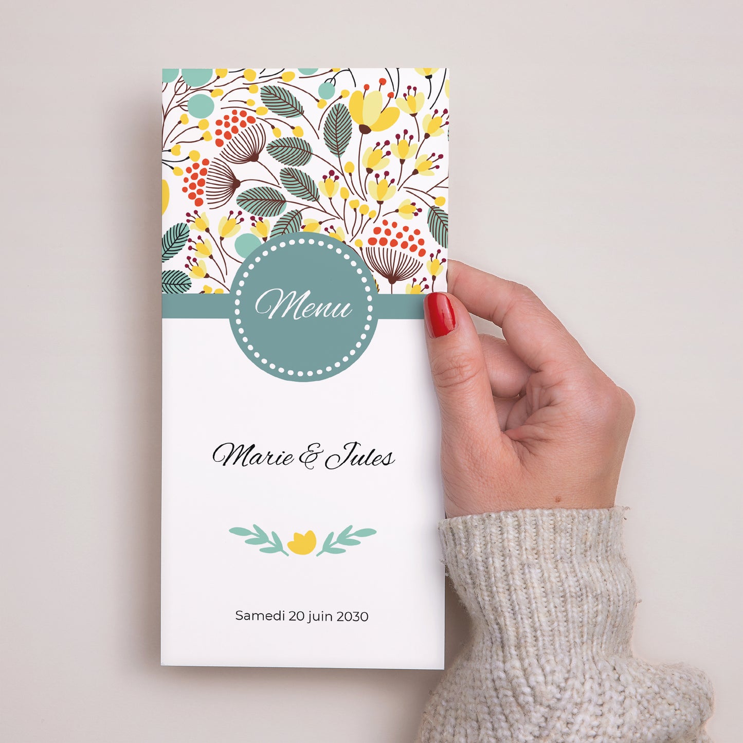 Menu Mariage Panoramique portrait Fleurs des champs photo N° 2