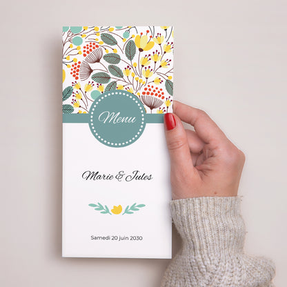 Menu Mariage Panoramique portrait Fleurs des champs photo N° 2