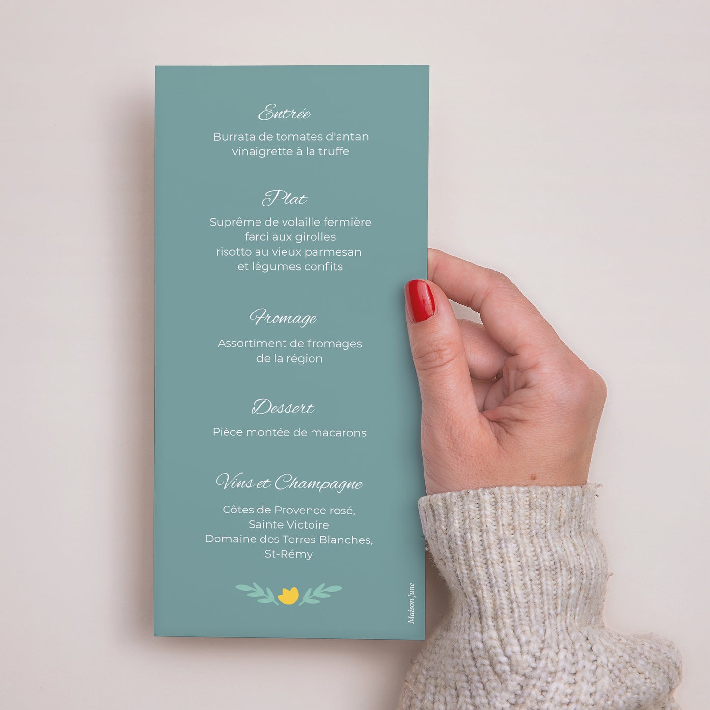 Menu Mariage Panoramique portrait Fleurs des champs photo N° 3