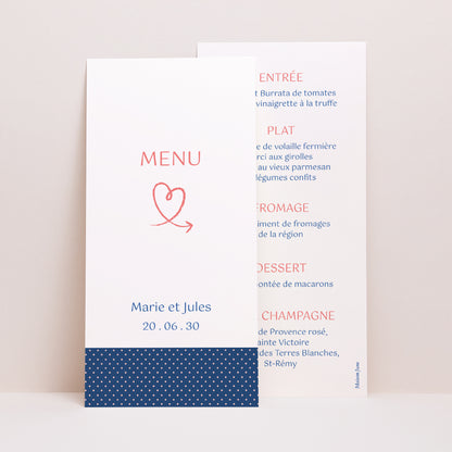 Menu Mariage Panoramique portrait Rose, bleu nuit photo N° 1