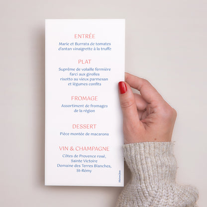 Menu Mariage Panoramique portrait Rose, bleu nuit photo N° 3