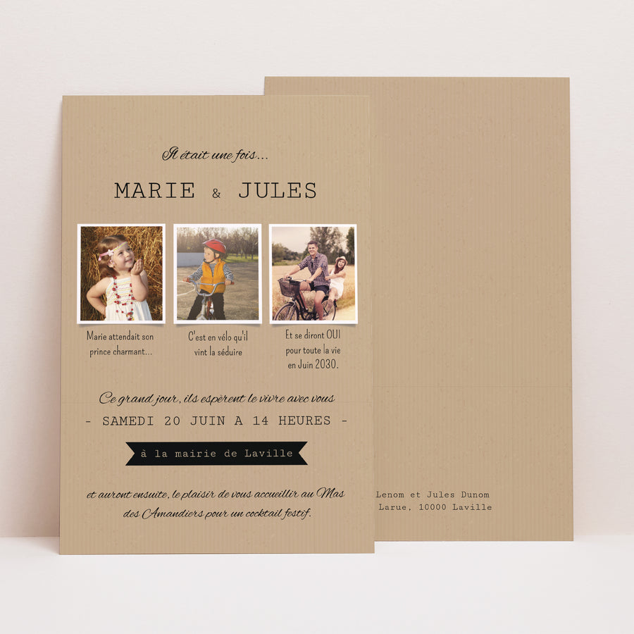 Faire-part Mariage Portrait Notre histoire photo