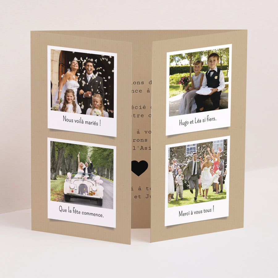 Remerciements Mariage Triptyque ouverture fenêtre Notre histoire photo