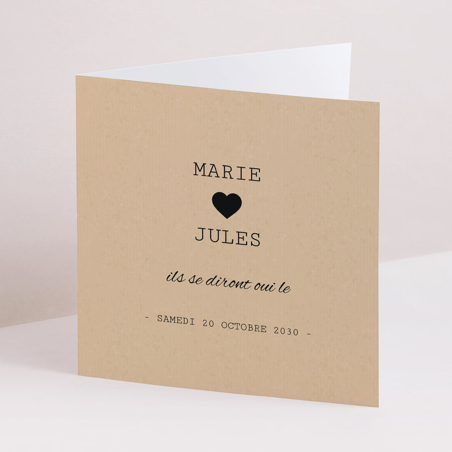 Faire-part Mariage Carré double volet Notre histoire photo