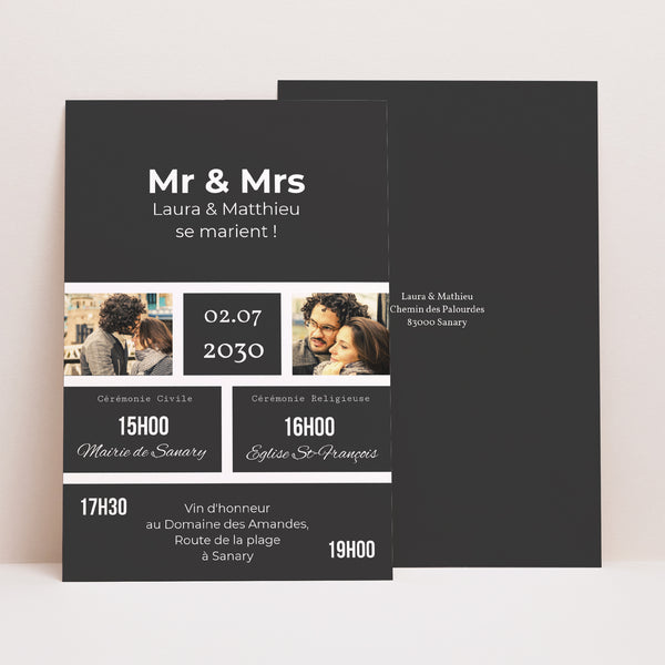 Faire-part Mariage Portrait Mr & Mrs photo