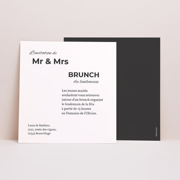 Invitations Mariage Carré Mr & Mrs photo