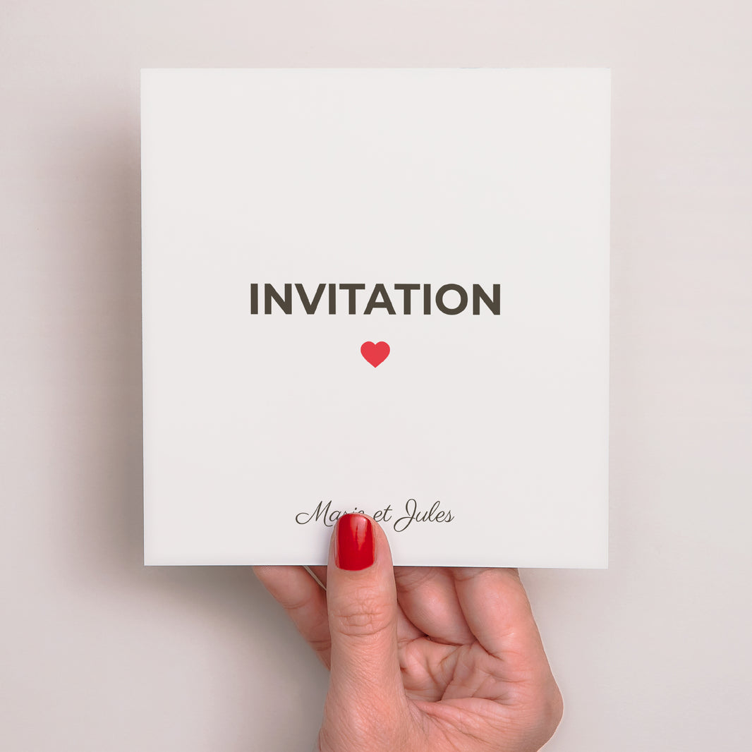 Invitations Mariage Carré Rouge Vintage photo N° 2