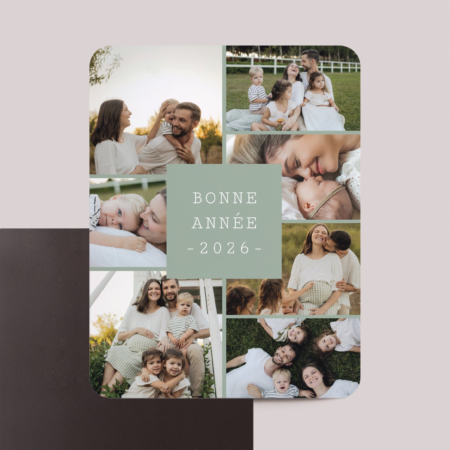 Carte de voeux Fin d'année Lot de 8, magnétique, rectangle coins arrondis Message Bonne Année photo N° 1