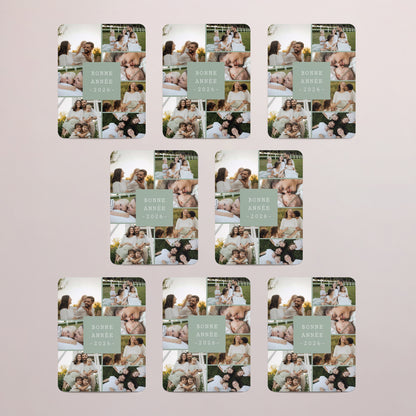 Carte de voeux Fin d'année Lot de 8, magnétique, rectangle coins arrondis Message Bonne Année photo N° 3