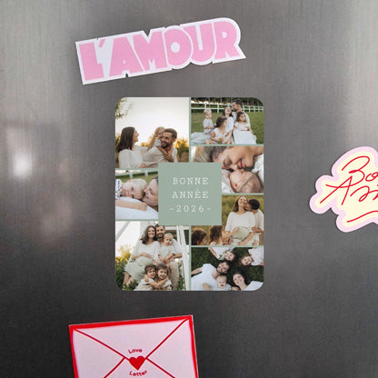 Carte de voeux Fin d'année Lot de 8, magnétique, rectangle coins arrondis Message Bonne Année photo N° 4