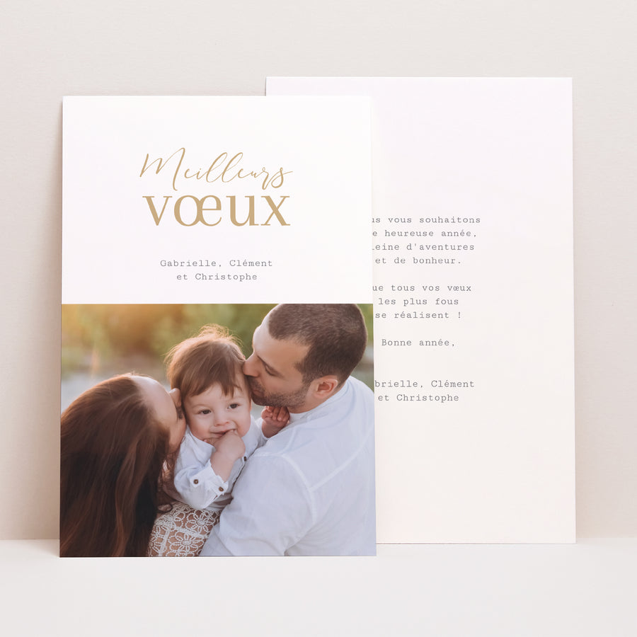 Carte de voeux Fin d'année Portrait Typo photo