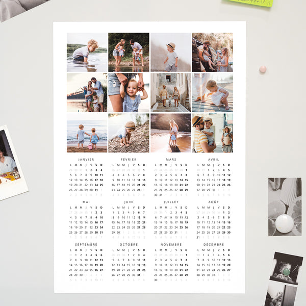 Calendrier Fin d'année Magnétique, monopage portrait Damier photo