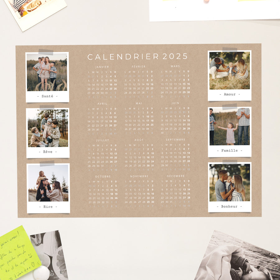Calendrier Fin d'année Magnétique, monopage paysage Collage photo