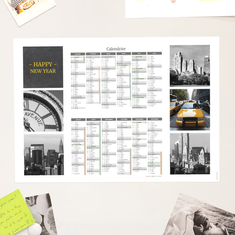 Calendrier Fin d'année Magnétique, monopage paysage Autour du monde