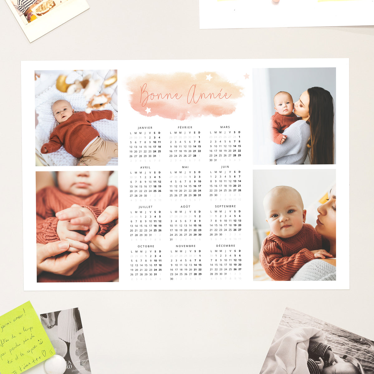 Calendrier Fin d'année Magnétique, monopage paysage Souvenirs de Noël photo N° 1