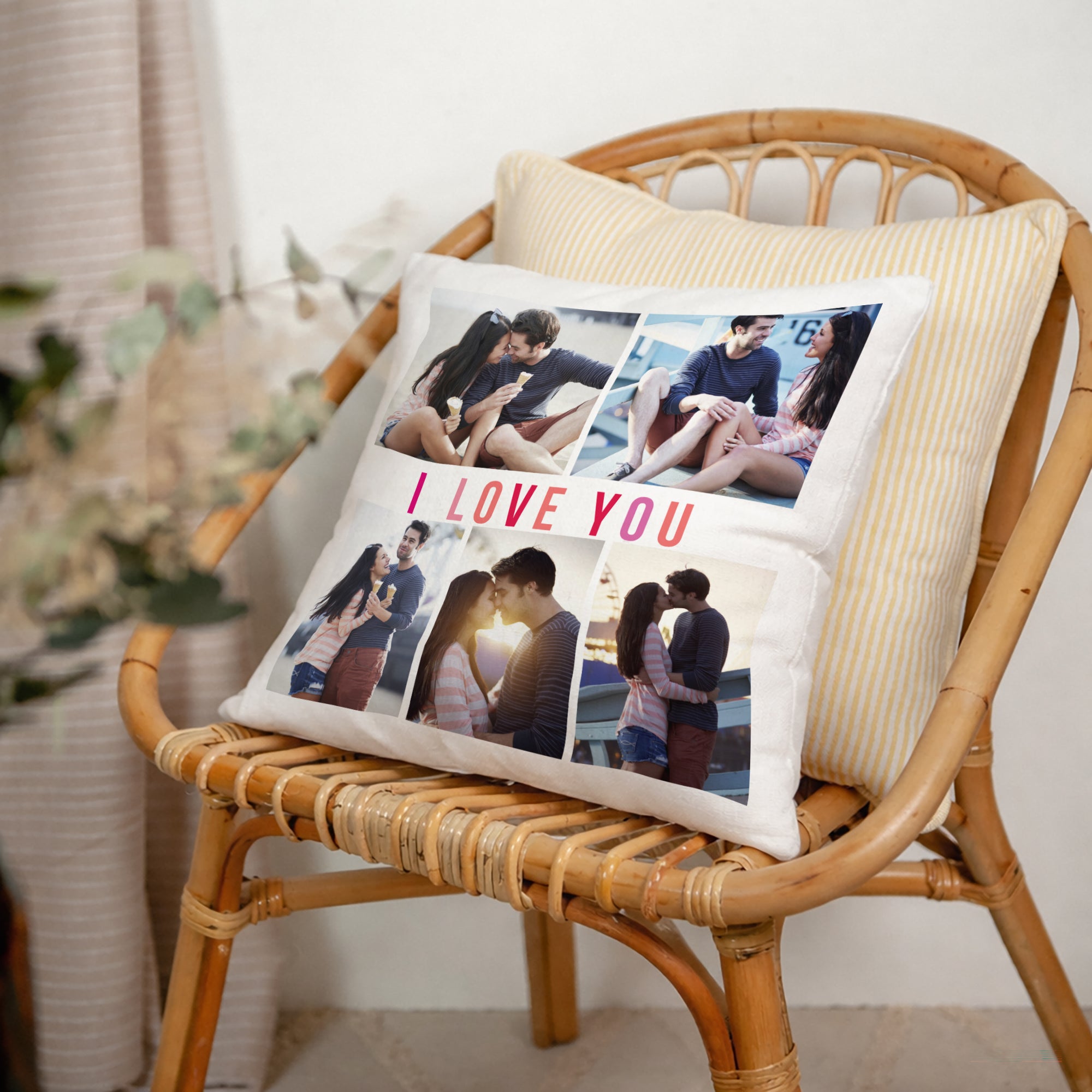 Coussin Objets Beige naturel I love you photo N° 2