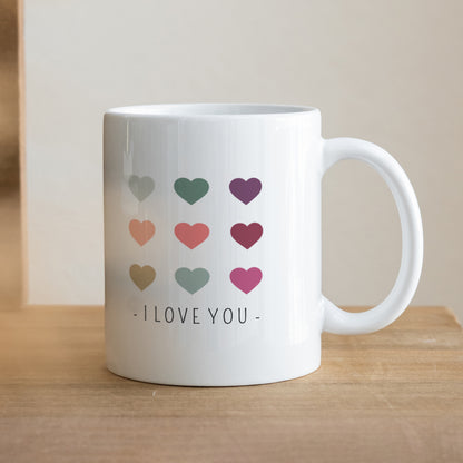 Mug Objets Blanc Coeurs de couleurs photo N° 1