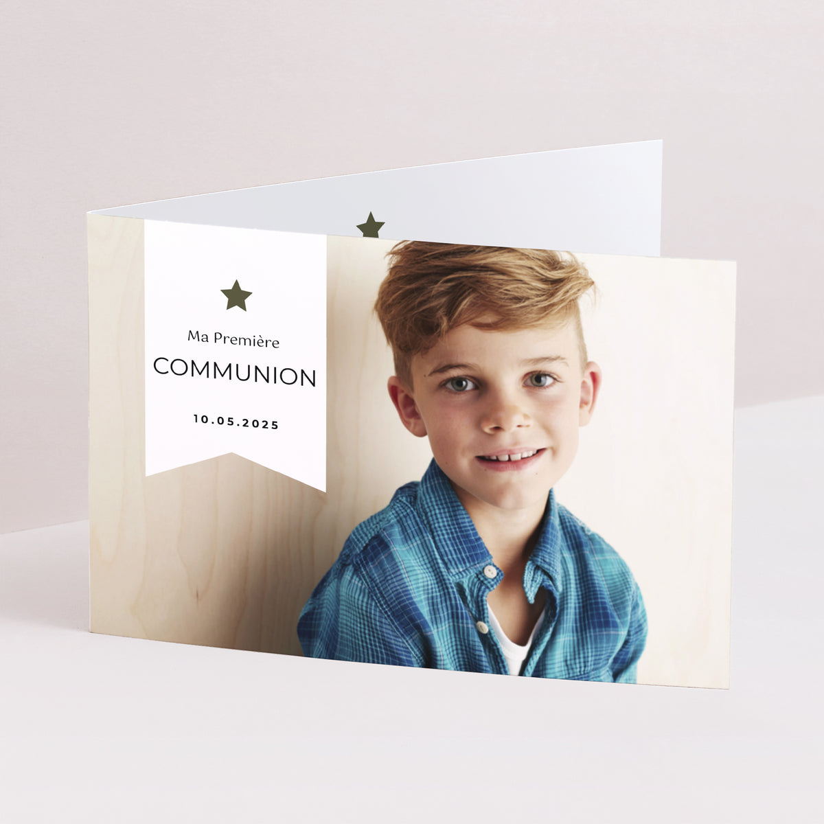 Faire-part Communion Double volet paysage Photo Simple photo
