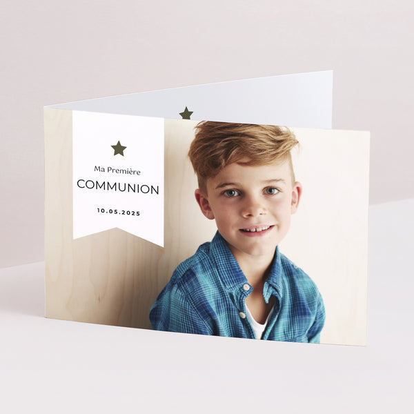 Faire-part Communion Double volet paysage Photo Simple photo