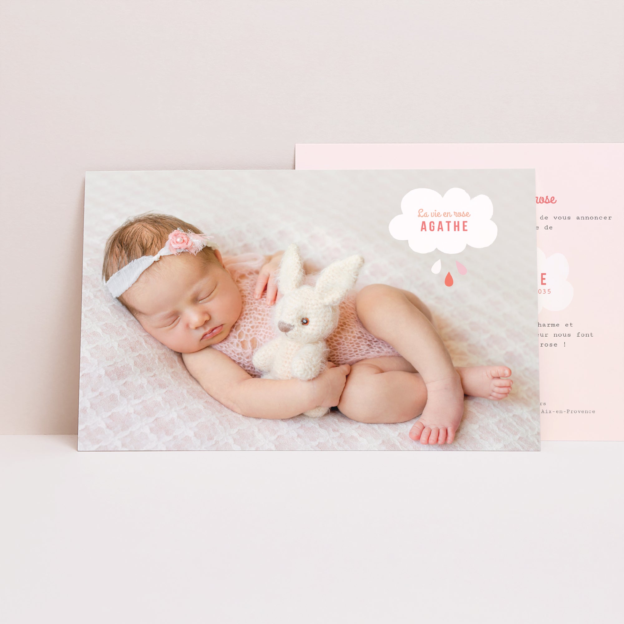 Faire-part Naissance Paysage Nuage Rose photo N° 1