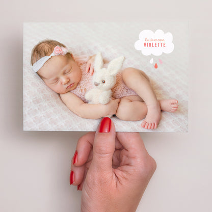 Faire-part Naissance Paysage Nuage Rose photo N° 3