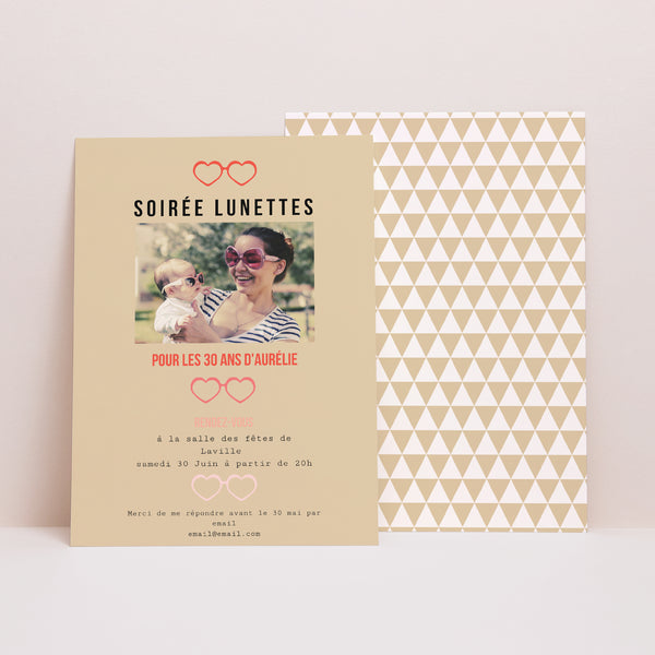 Invitations Anniversaire Adulte Portrait Soirée Lunettes photo