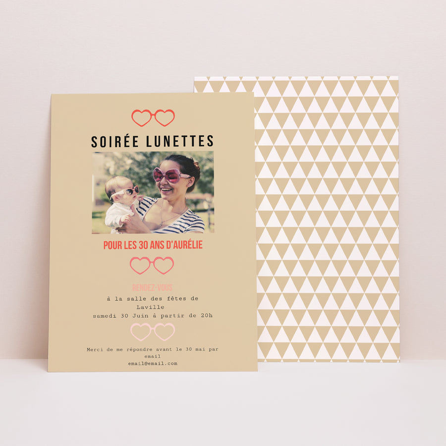 Invitations Anniversaire Adulte Portrait Soirée Lunettes photo