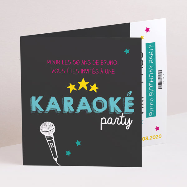Invitations Anniversaire Adulte Double volet asymétrique Karaoké party photo