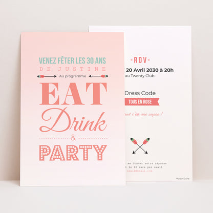 Invitations Anniversaire Adulte Portrait Girly Party ! photo N° 1