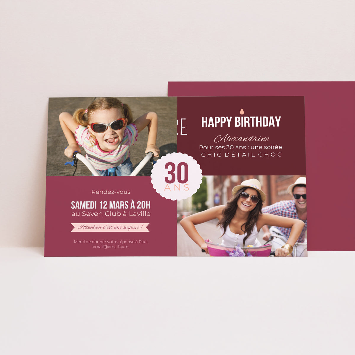 Invitations Anniversaire Adulte Paysage Damier photo photo N° 1