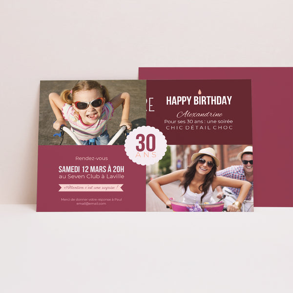 Invitations Anniversaire Adulte Paysage Damier photo photo