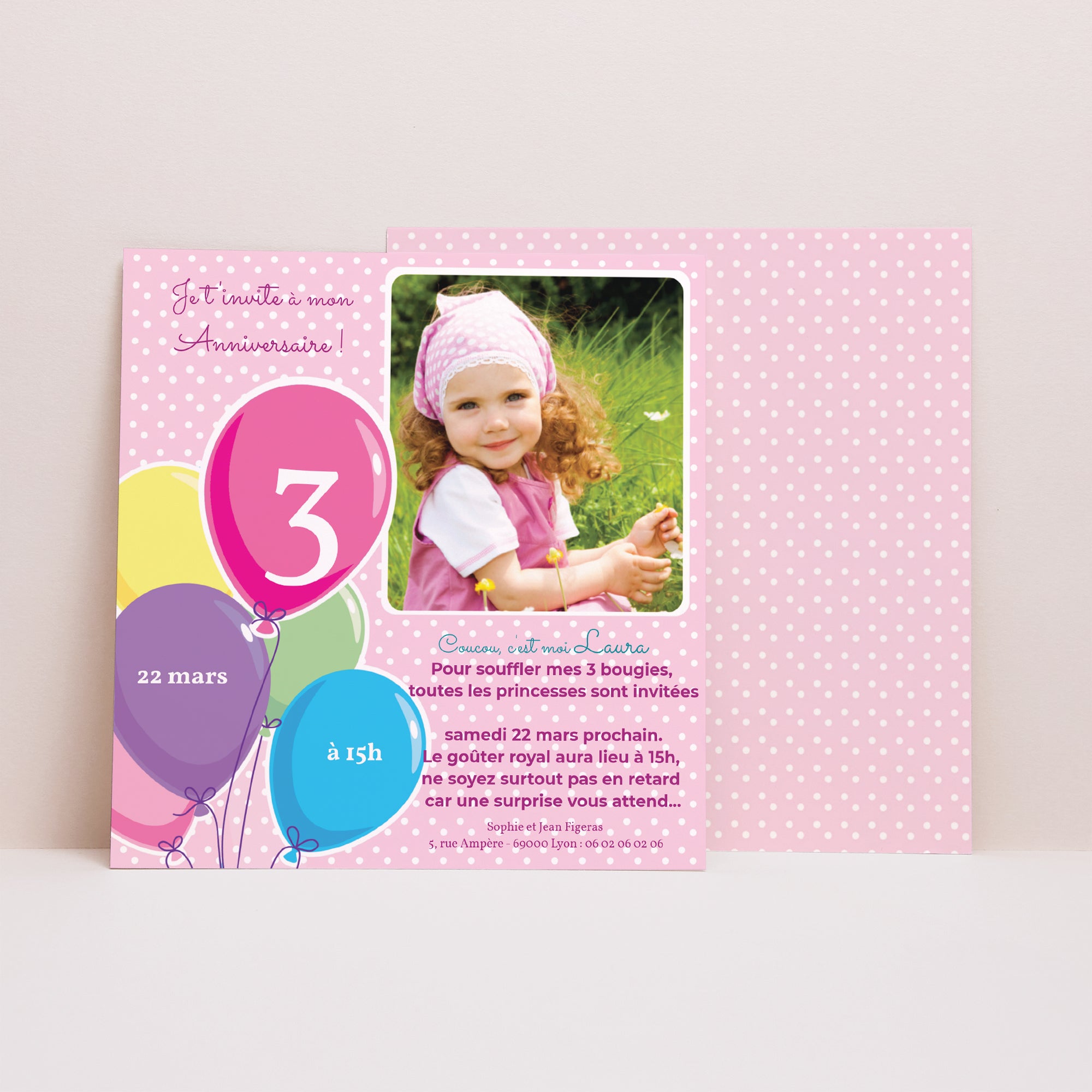 Invitations Anniversaire Enfant Carré Ballons d'baudruche photo N° 1
