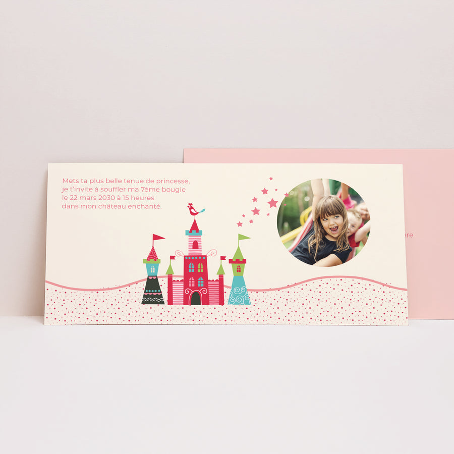 Invitations Anniversaire Enfant Panoramique paysage Au château photo