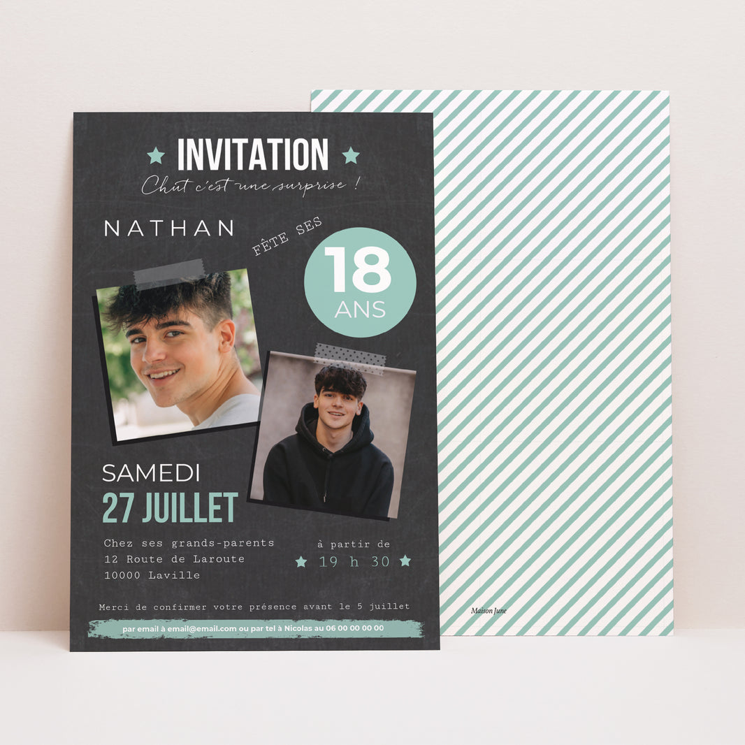 Invitations Anniversaire Adulte Portrait Pop 18 photo N° 1